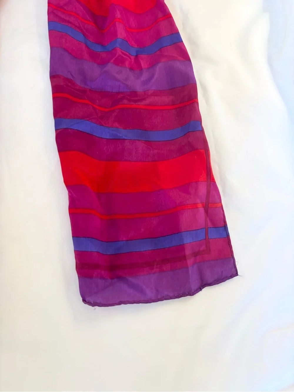 Liz Claiborne Red, Purple & Blue Striped Lightweight Scarf